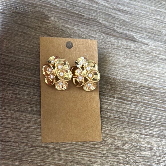 Anthropologie Jewelry - Elegant Gold-Tone Floral Earrings A1297